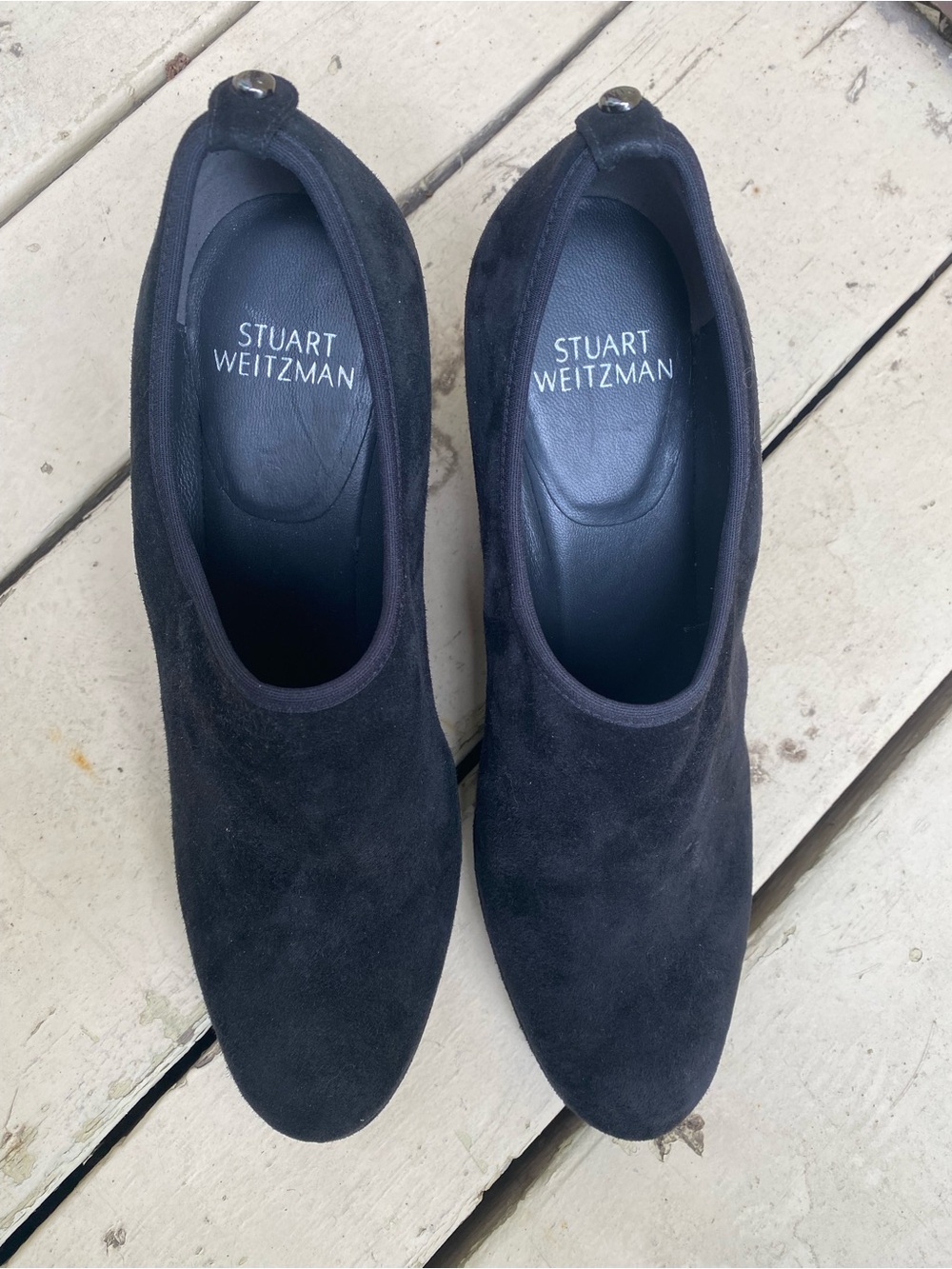 Stuart Weitzman Black Suede Wedge Bootie 8N - Picture 9 of 10